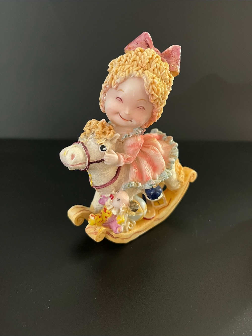 Adorable 🥰 B's Collection Pink & Cream Porcelain Rocking Horse Figurine